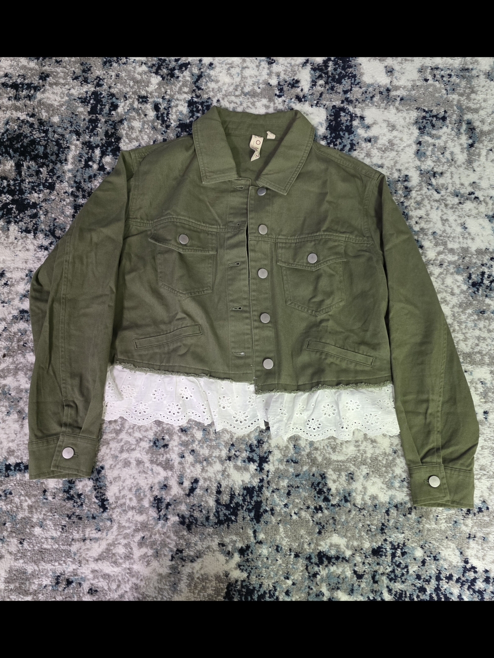 Anthropologie Dolan Olive Green Jacket with Eyelet Trim